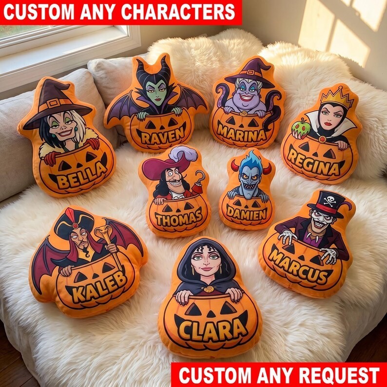 Personalized Disney Villains Halloween Pillow, Custom Maleficent Gift for Kids