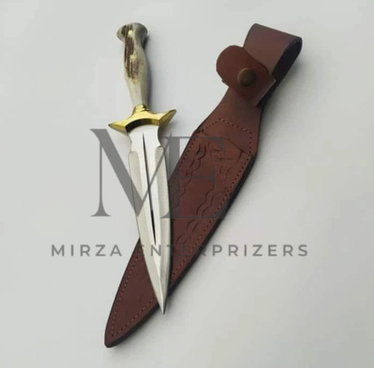 CUSTOM HANDMADE STAINLESS STEEL DAGGER HUNTING KNIFE & SHEATH |USA TAX PAID