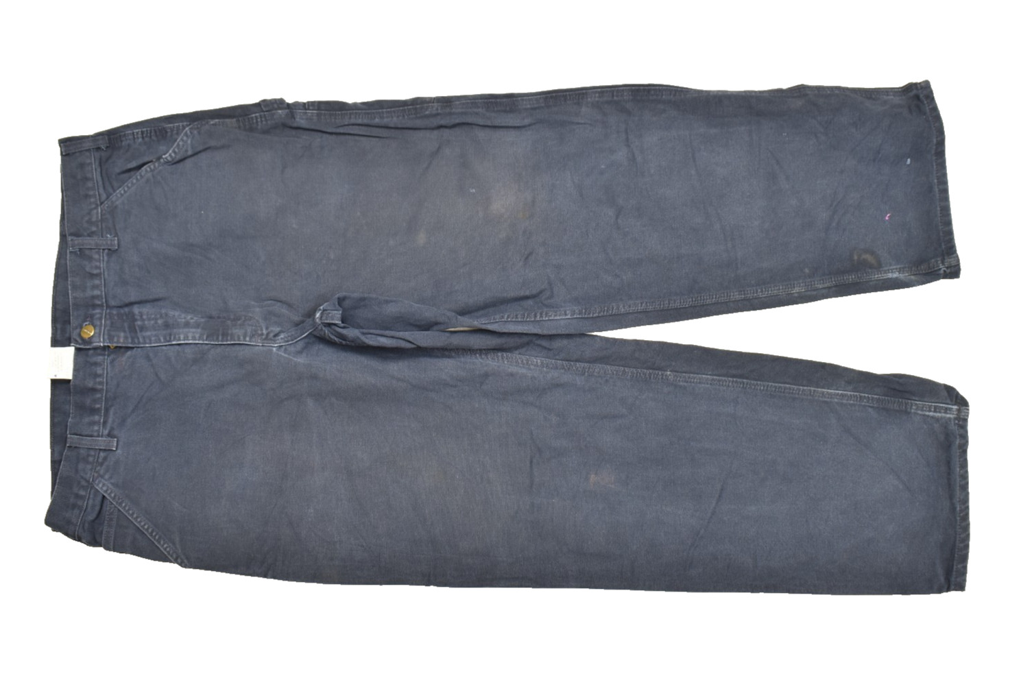 Carhartt B11 MDT Washed Duck Canvas Work Dungaree Pants Navy Blue 38x32