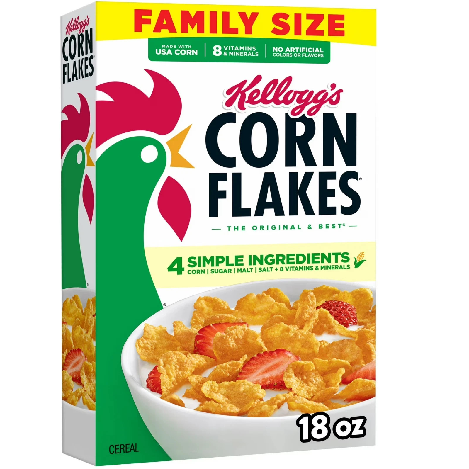 Kellogg\'s Corn Flakes Breakfast Cereal, 8 Vitamins and Minerals, Family Size, 18 Kellogg\'s Corn Flakes Breakfast Cereal, 8 Vitamins and Minerals, Family Size, 18
