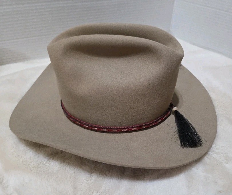 Stetson 3x Beaver Fur Felt Long Oval Tan Cowboy Hat Sz 7 1/4 Satin Lining Stetson 3x Beaver Fur Felt Long Oval Tan Cowboy Hat Sz 7 1/4 Satin Lining