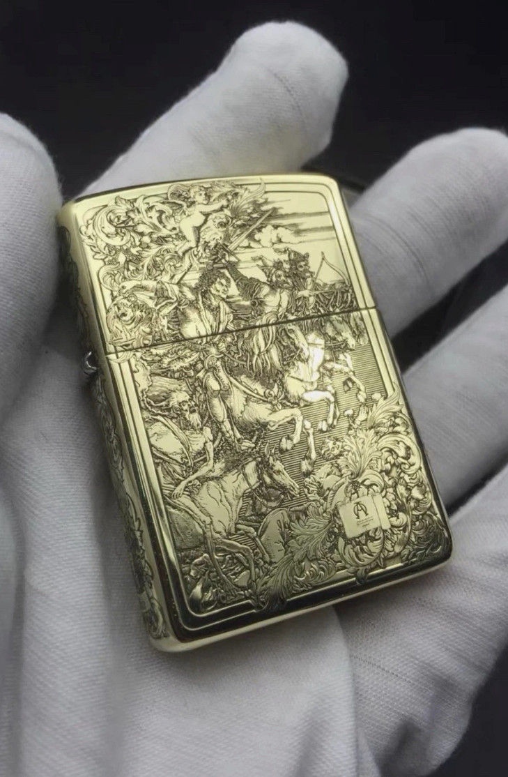 Zippo Armor Brass Lighter Four Horsemen of the Apocalypse 5-Side Engraved New