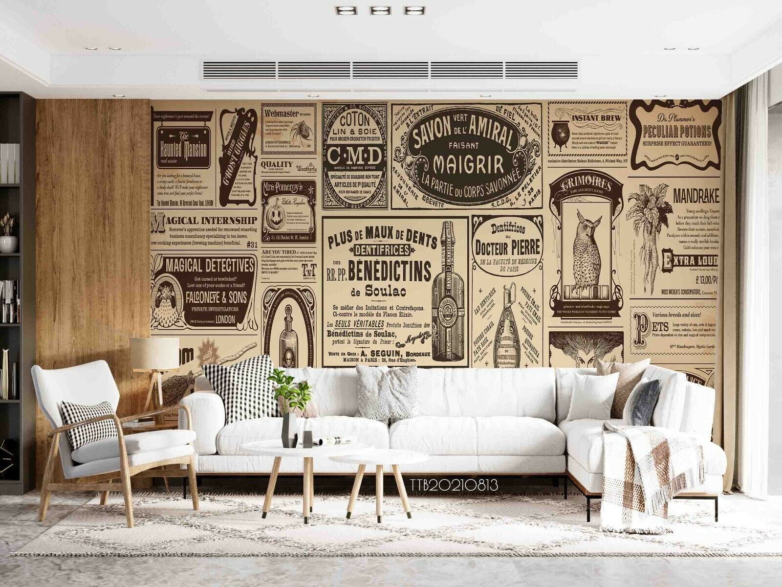 3D Vintage Newspaper Pattern Self-adhesive Removable Wallpaper Murals Wall