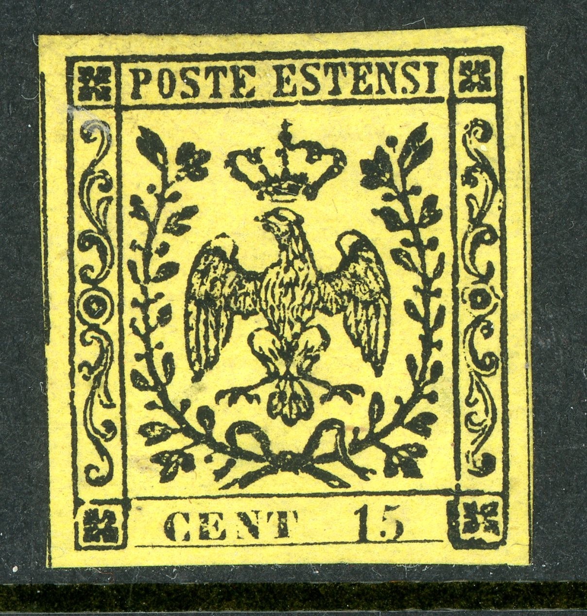 GANDALF - Italy 1852 Modena 15¢ Yellow Scott #3 Mint U471 GANDALF - Italy 1852 Modena 15¢ Yellow Scott #3 Mint U471