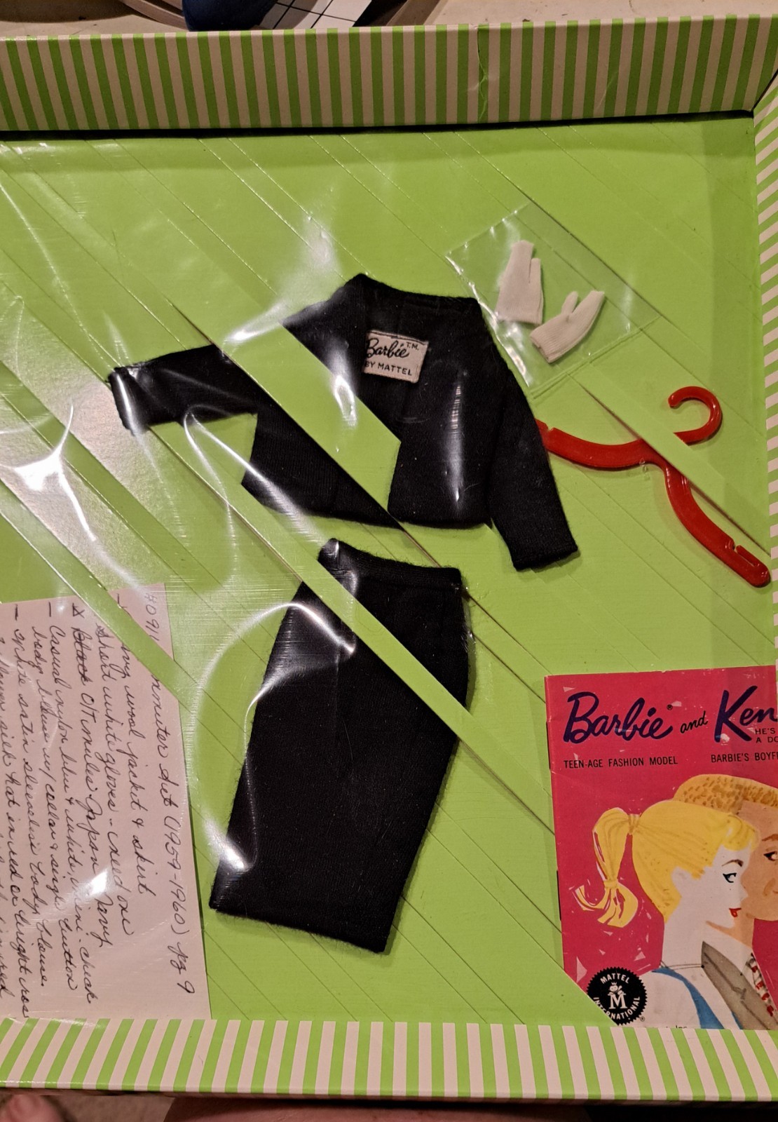BARBIE VNTG COMMUTER SET #916 (1959-1960) IC-SUIT-GLOVES-HNGR-BKLT 9++ COND-BOX