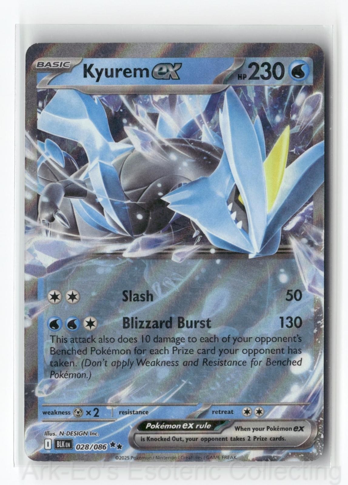Kyurem ex 028/086 Black Bolt 2025 Double Rare Near Mint Holo Pokemon AAA - 050