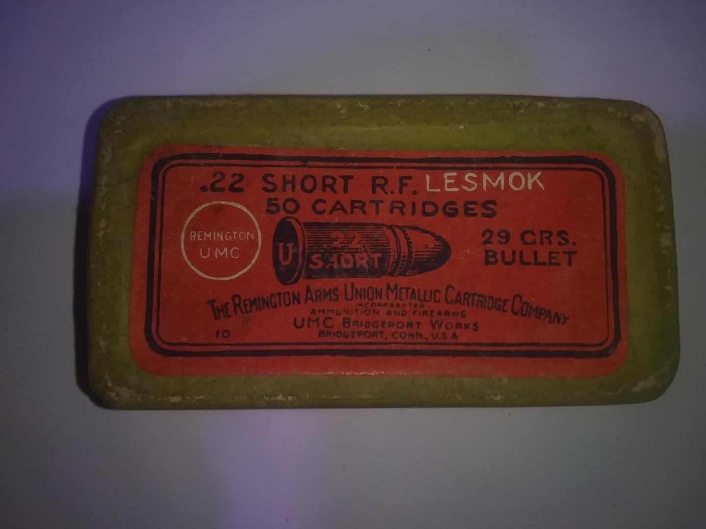 Vintage Remington Arms .22 Short R.F. Lesmok Empty Box Vintage Remington Arms .22 Short R.F. Lesmok Empty Box