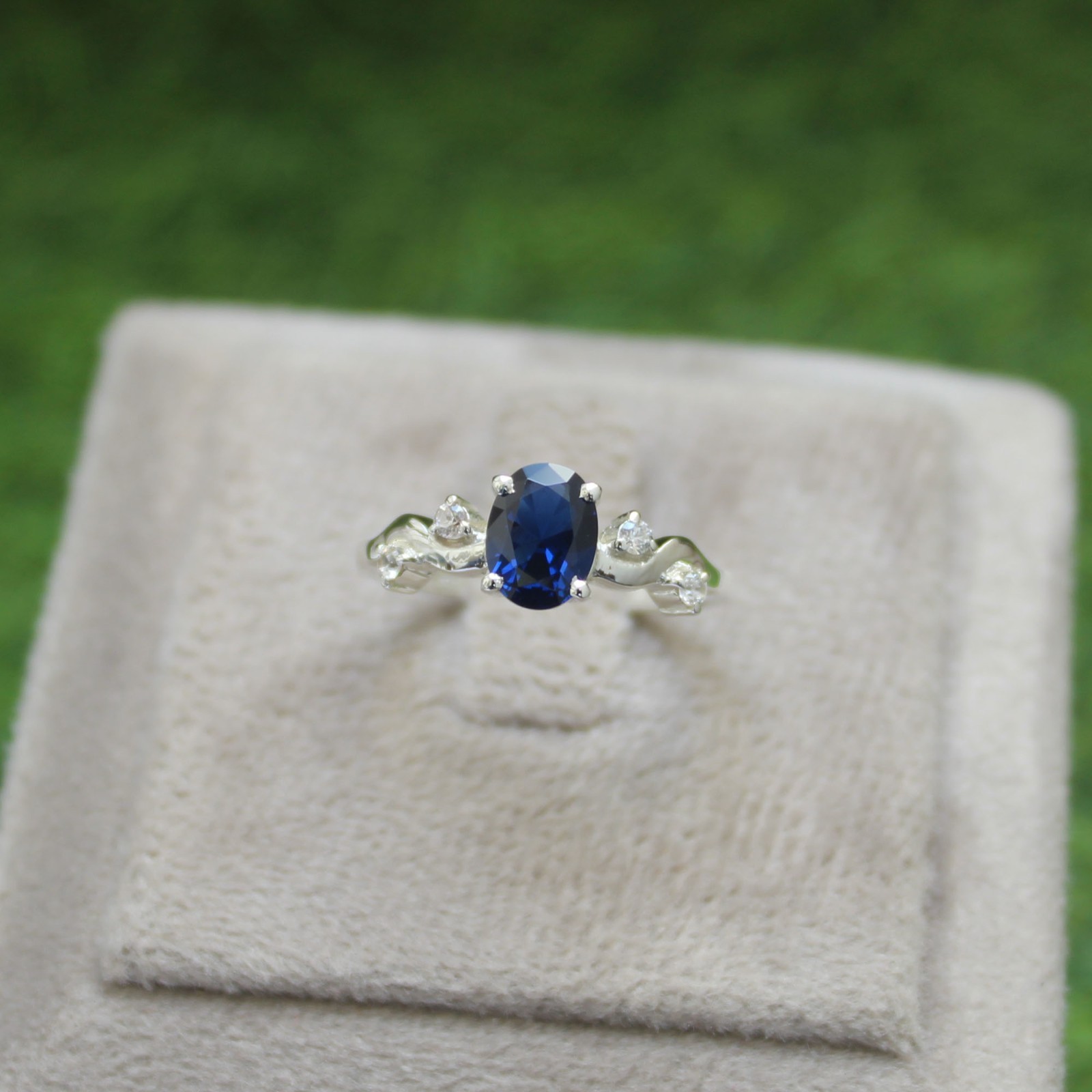 925 Silver Blue Sapphire Gemstone Ring