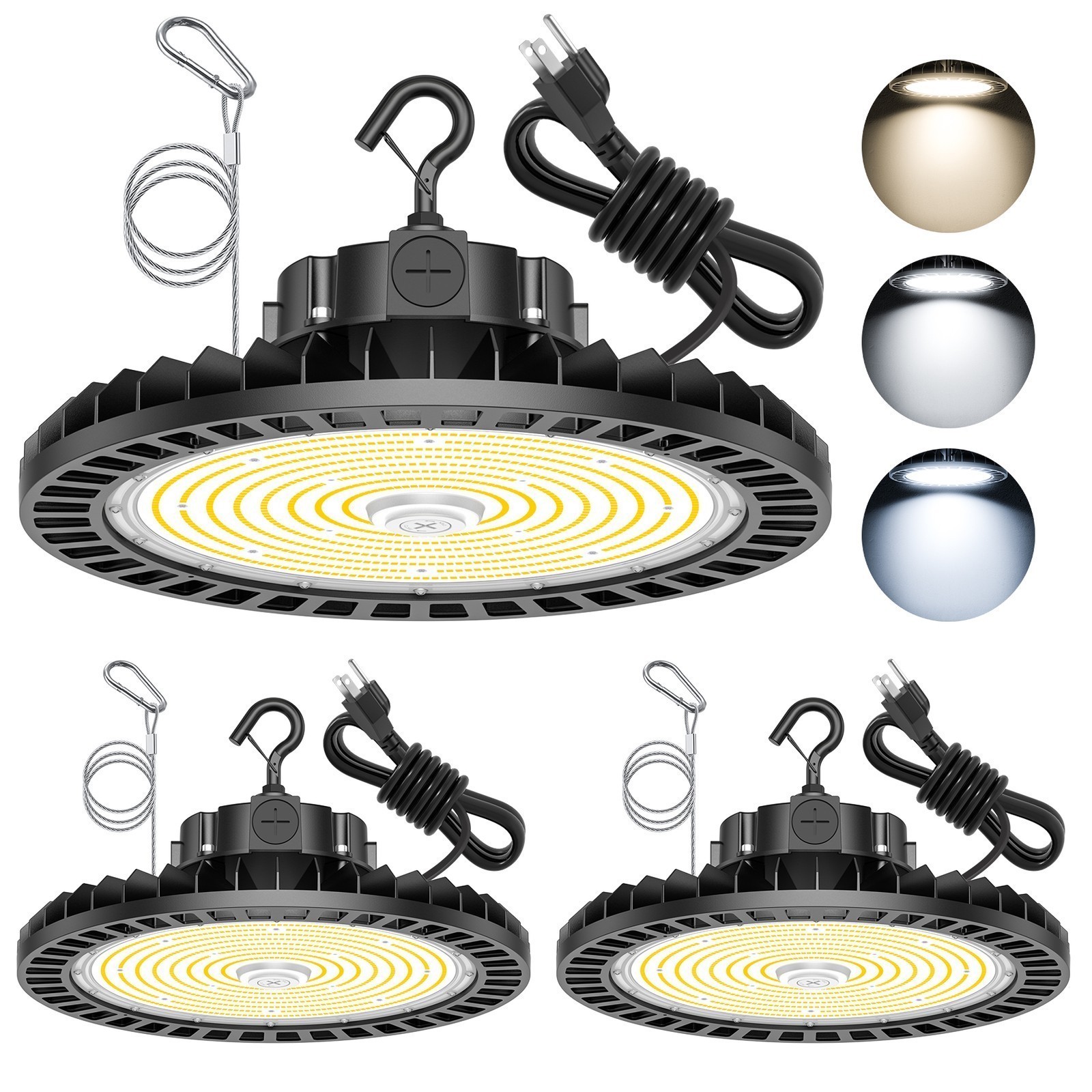 3 PACK UFO High Bay Light 240W LED Shop Lighting for Warehouse Factory Workshop
