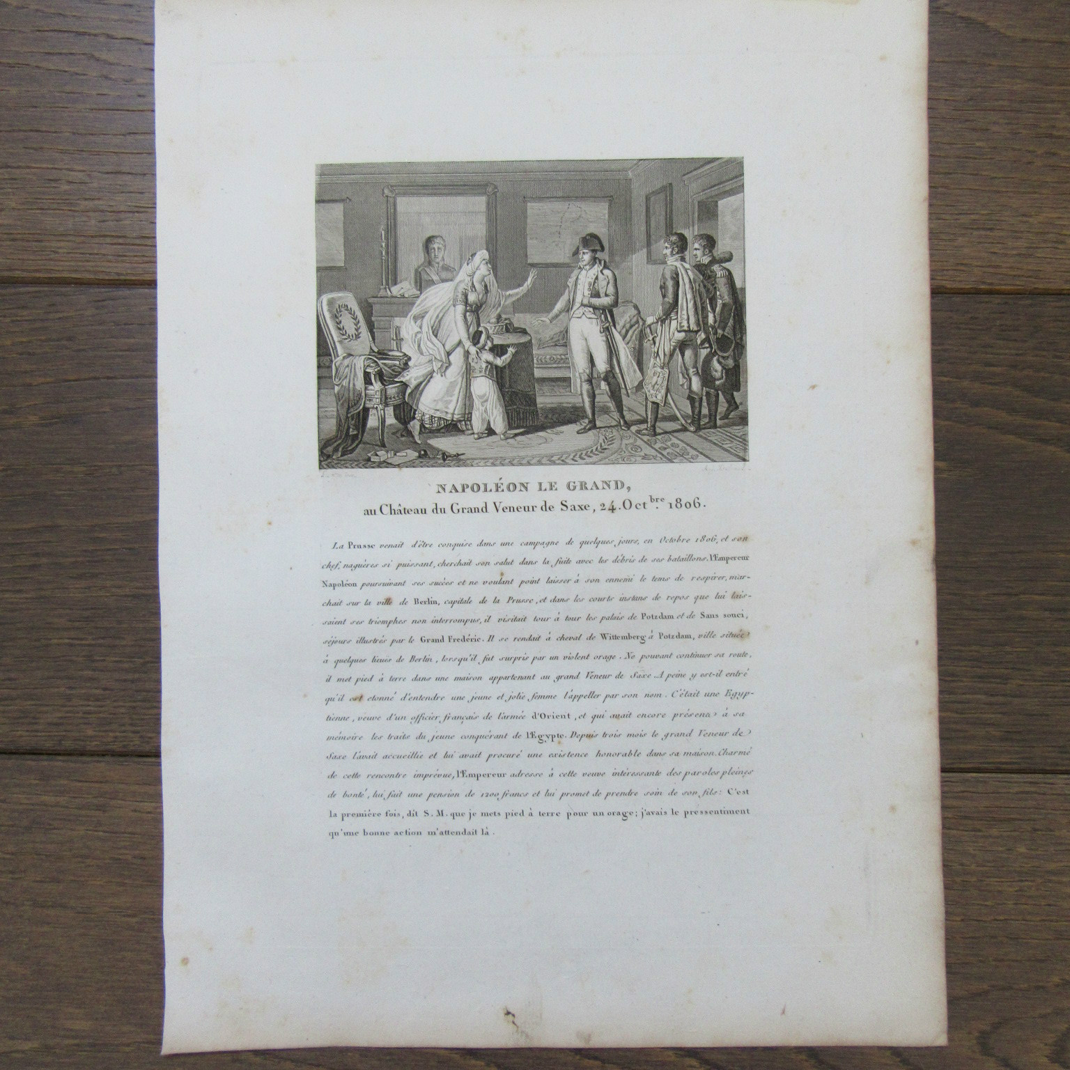  ENGRAVING 1830 NAPOLEON AT THE CASTLE OF THE GREAT VENEUR OF SAXON 24 OCT.1806