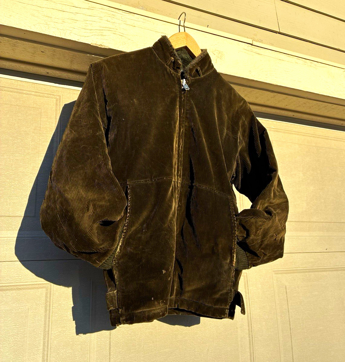 70s Mighty Mac Men’s Brown Lined Zip Jacket Stand-Up Collar Size M Vintage
