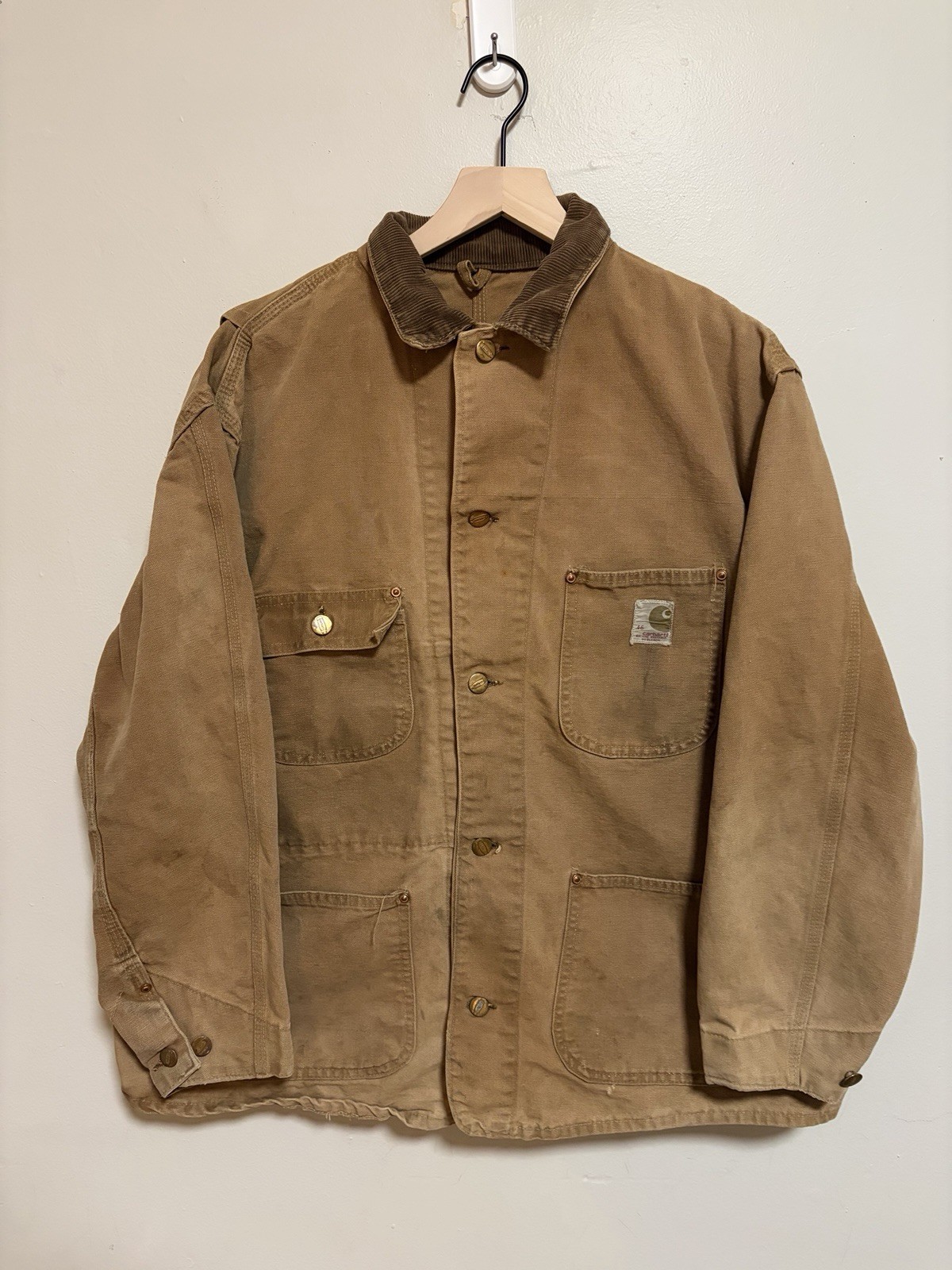 Vintage 1960s 70s Carhartt Duck Canvas Chore Coat Size Men’s 46 Union Made USA Vintage 1960s 70s Carhartt Duck Canvas Chore Coat Size Men’s 46 Union Made USA