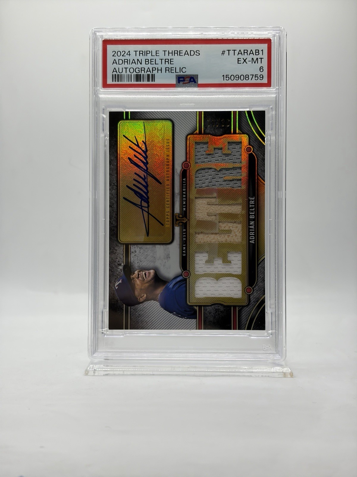 2024 Topps Triple Treads Relic #TTAR-AB1 (AUTO #\'d / 36) PSA EX-MT 6 2024 Topps Triple Treads Relic #TTAR-AB1 (AUTO #\'d / 36) PSA EX-MT 6
