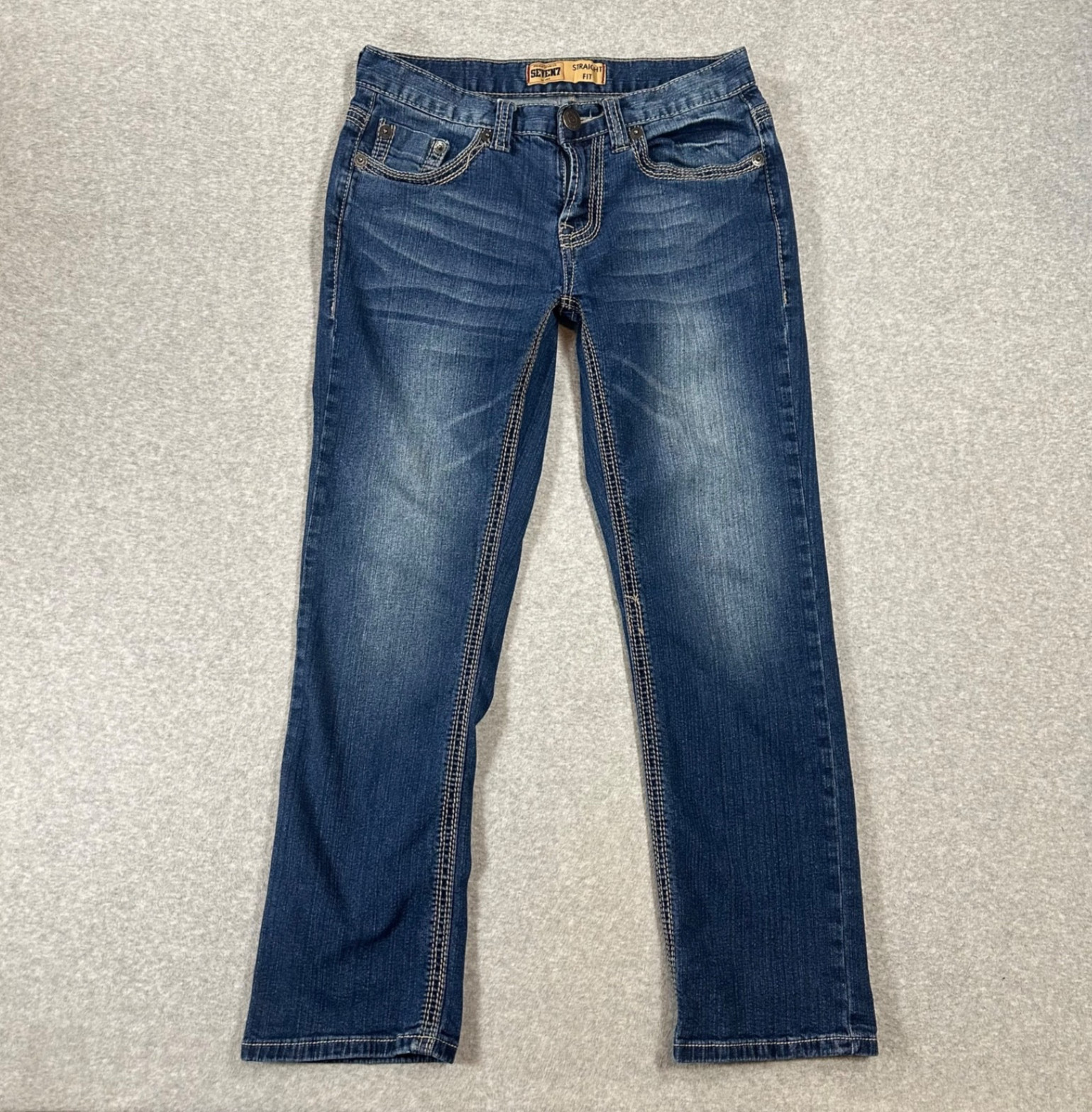 Seven7 Men\'s Size 30Wx30L* Straight Fit Premium Denim Dark Wash Blue Stretch