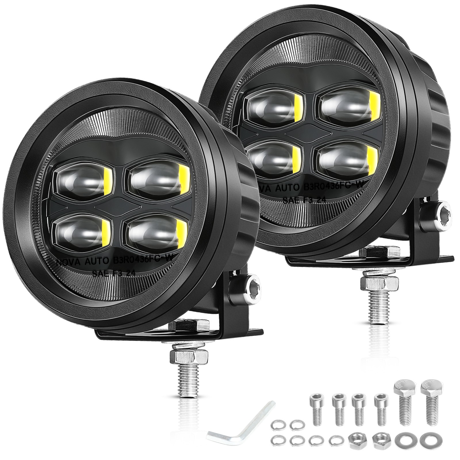 2x 3.5“ 80W SAE LED Fog Lights Street Legal Wide Cornering DOT Approved UTV 4WD