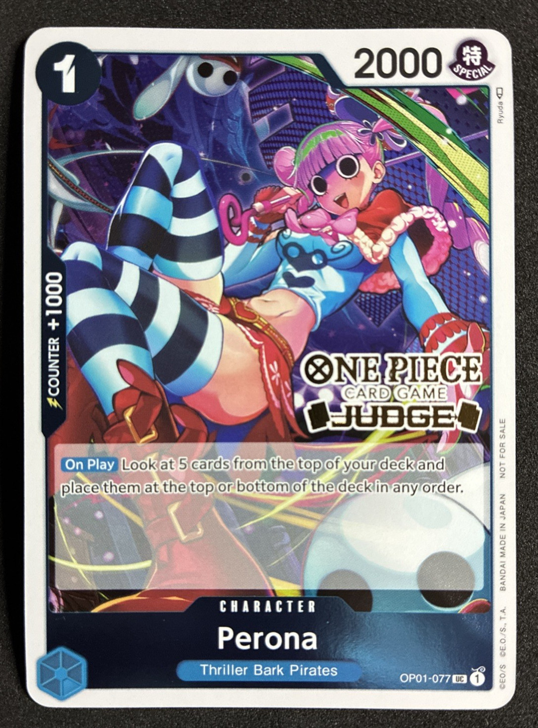 Perona Judge Pack Vol. 2 One Piece Stamped Promo Card OP01-077 (white) Perona Judge Pack Vol. 2 One Piece Stamped Promo Card OP01-077 (white)