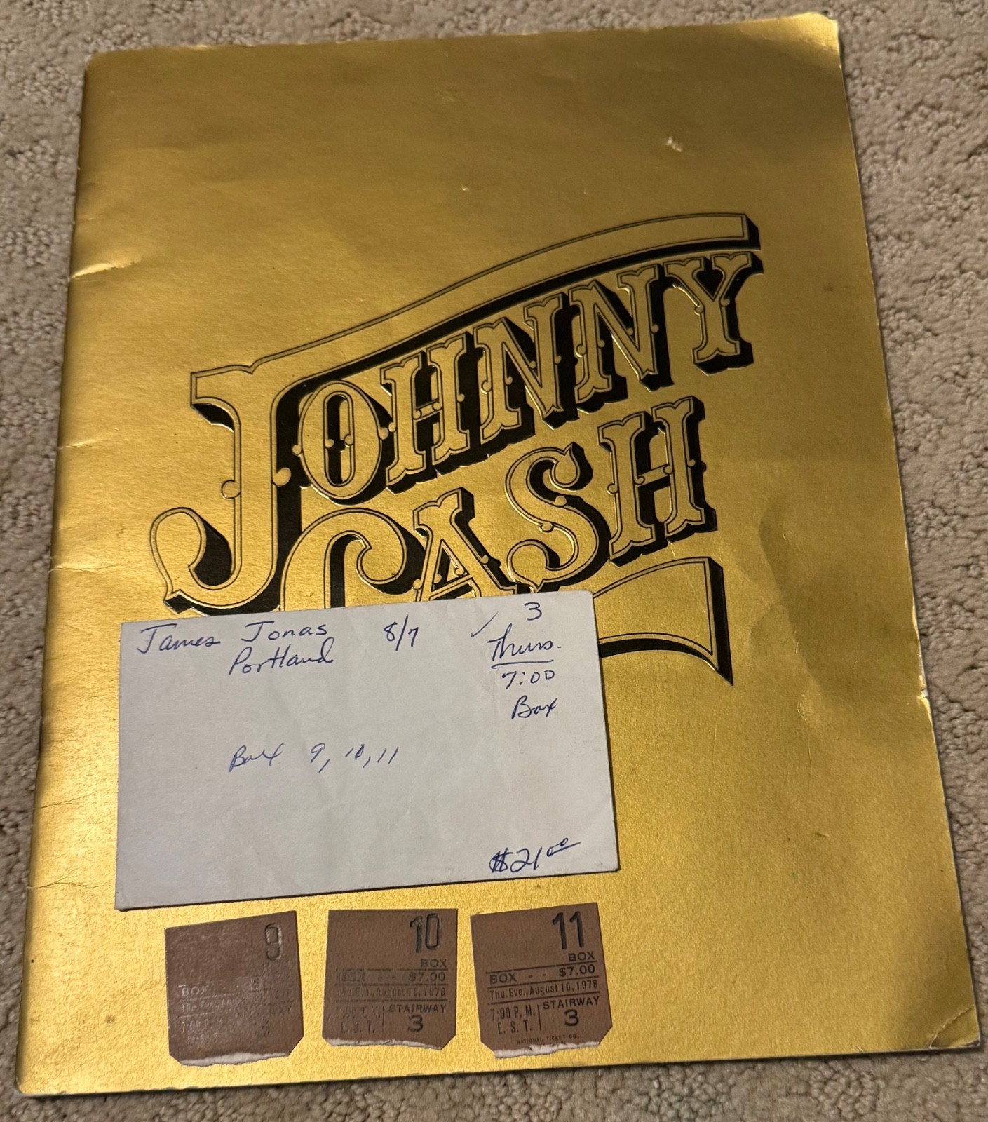 Vintage 1978 Johnny Cash Concert Program & 3 Ticket Stubs Ionia Free Fair Pack