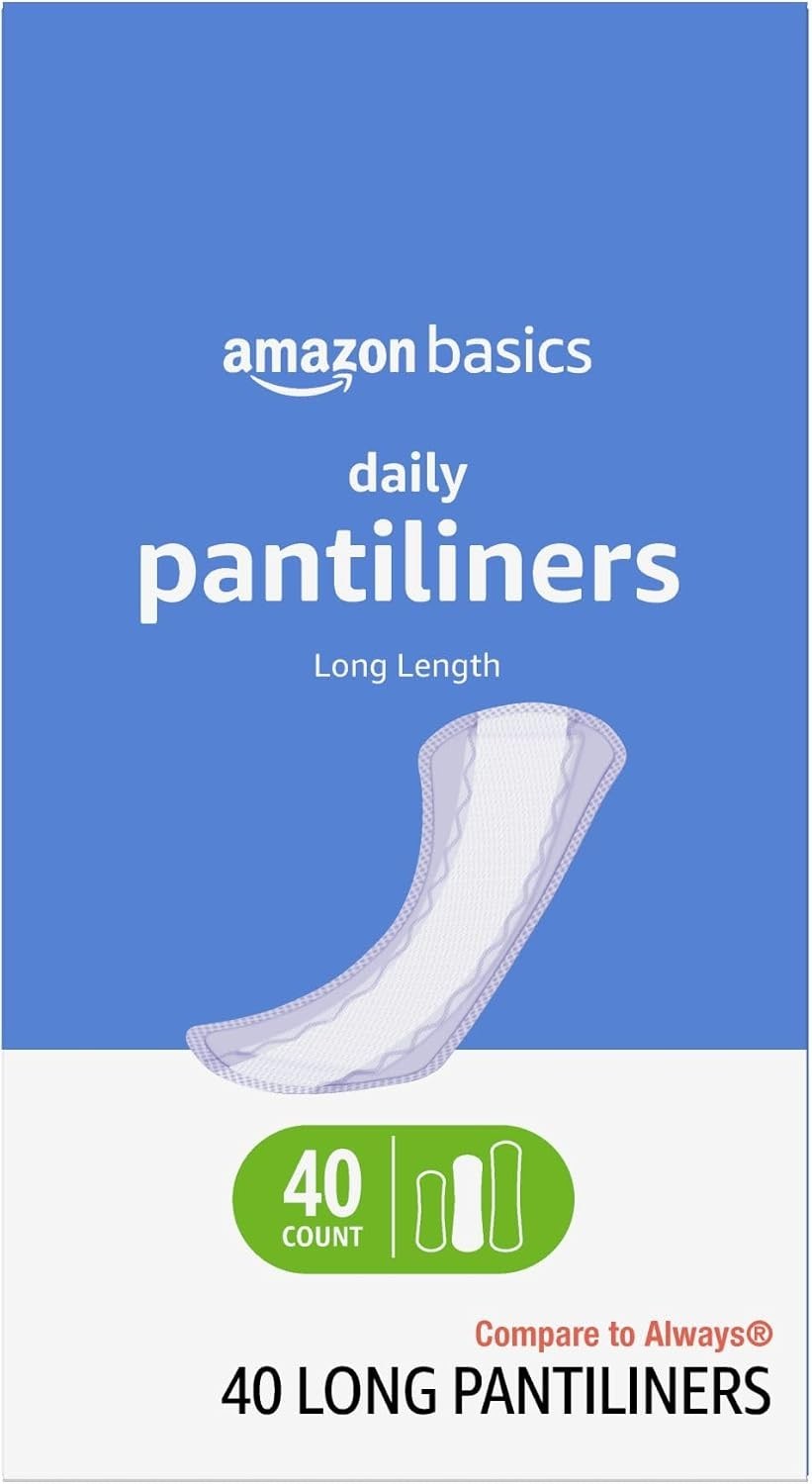 Amazon Basics Daily Pantiliner, Long Length, Feminine Pads for Women, Unscented, Amazon Basics Daily Pantiliner, Long Length, Feminine Pads for Women, Unscented,