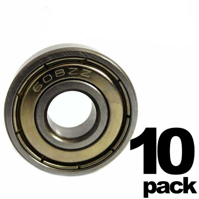 608-ZZ Ball Bearing 8x22x7 Dual Shielded Metal Chrome Skateboard 608Z (10 QTY)