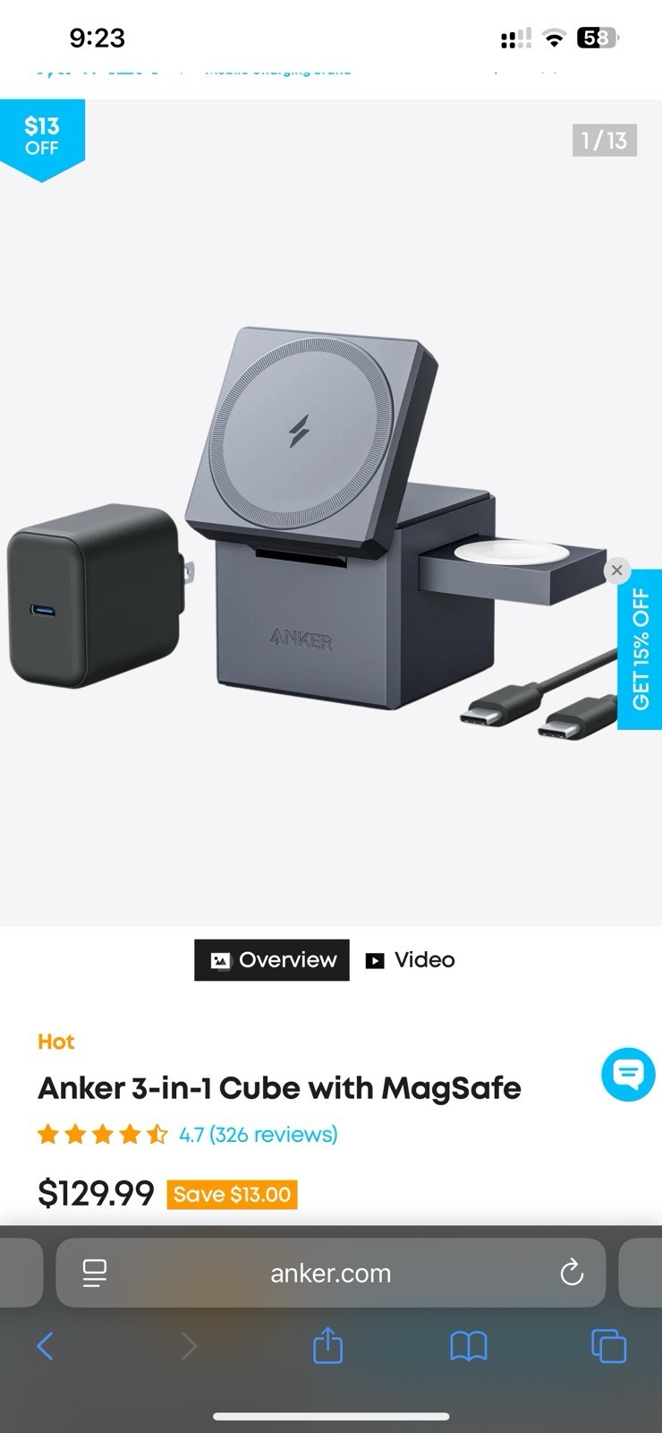 New Anker 3-in-1 Cube Magnetic Charger AKY1811JA1