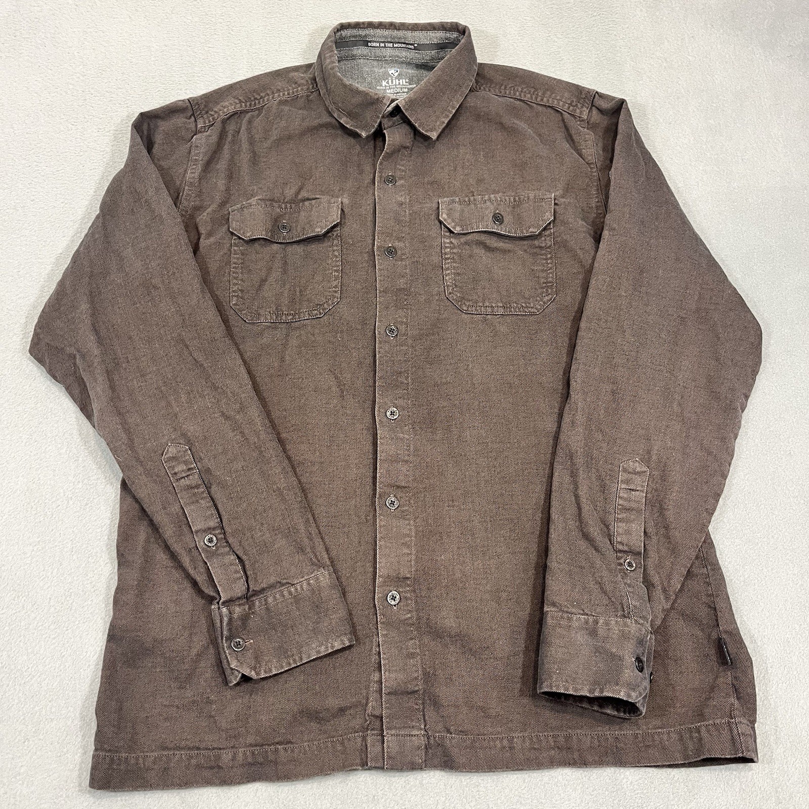 Kuhl Dillingr Flannel Shirt Men’s Medium Brown Long Sleeve Cotton Hiking