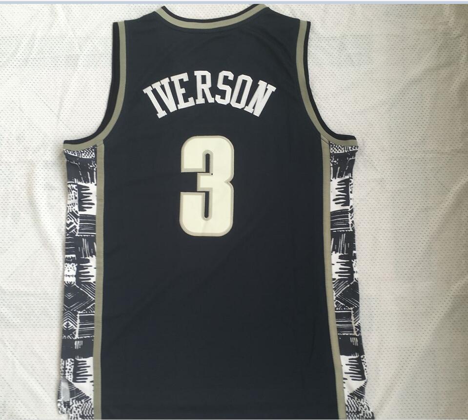 Men's Retro Iverson # 3 Georgetown Basketball Jersey Stitched Men's Retro Iverson # 3 Georgetown Basketball Jersey Stitched