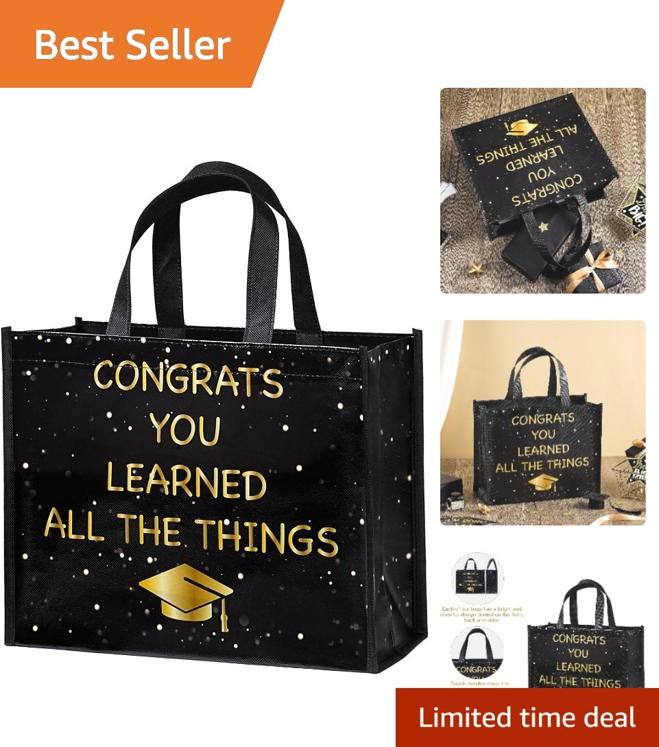 Stylish Gold Foil Graduation Gift Bag - Perfect 10x5x13 inch Size for Gifts