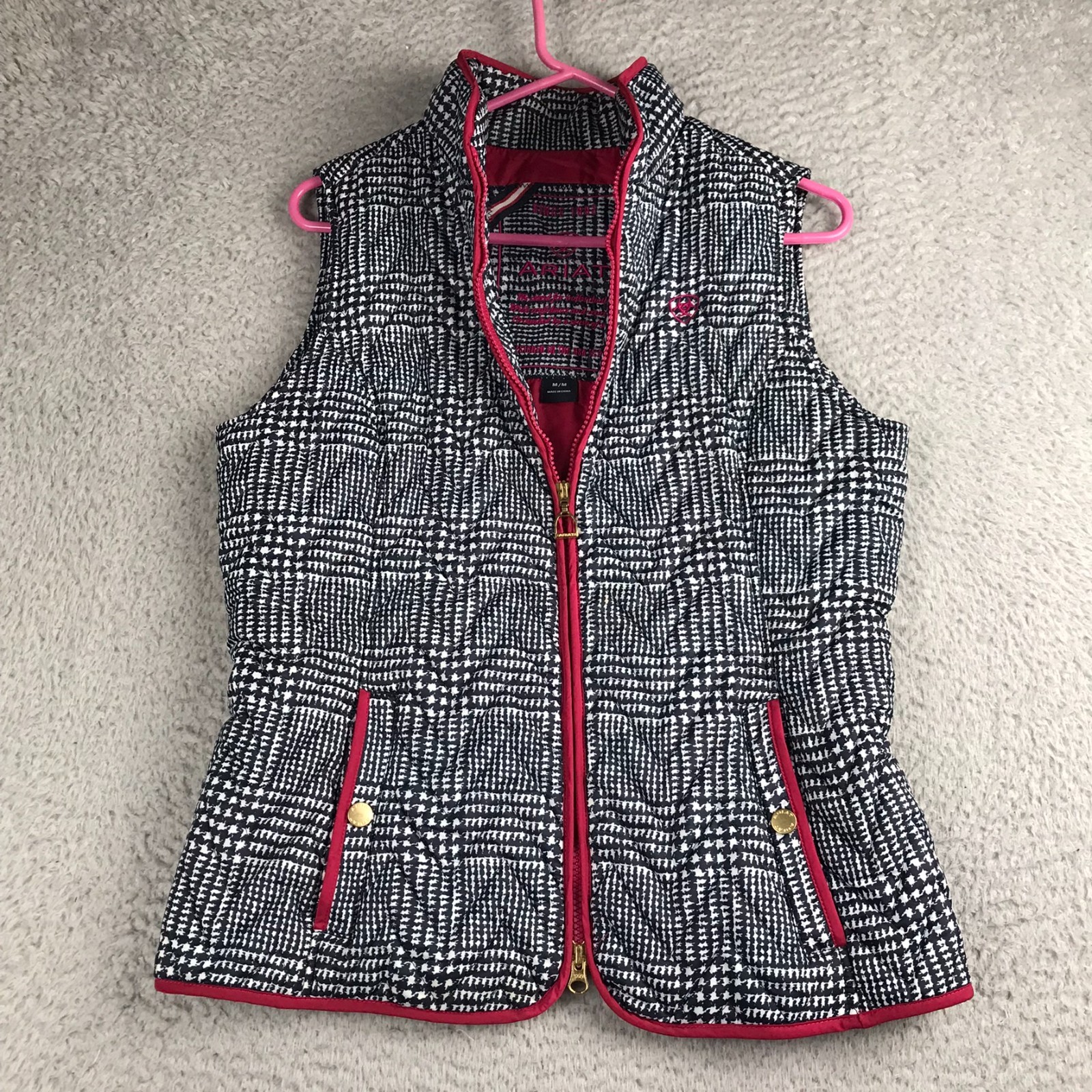 Ariat Ashley Insulated Vest Womens M Houndstooth Riding Puffer Cowgirl Rodeo