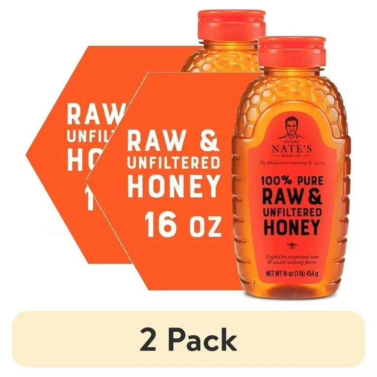 Nature Nate\'s 100% Pure Organic, Raw & Unfiltered Honey, 16 oz (2 Pack)