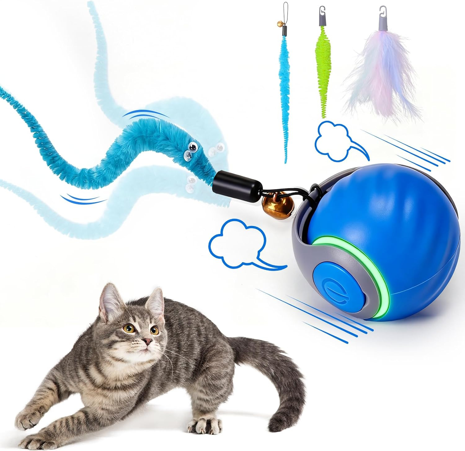 Interactive Cat Toy Ball - Automatic Interactive Cat Toys for Indoor Cats with 3 Interactive Cat Toy Ball - Automatic Interactive Cat Toys for Indoor Cats with 3