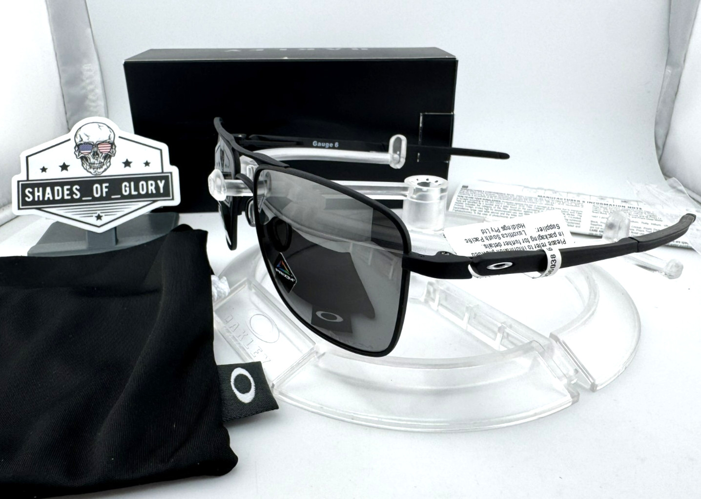 OAKLEY GAUGE 6 POWDER COAL W/ PRIZM BLACK IRIDIUM SUNGLASSES OO6038-01 AUTHENTIC