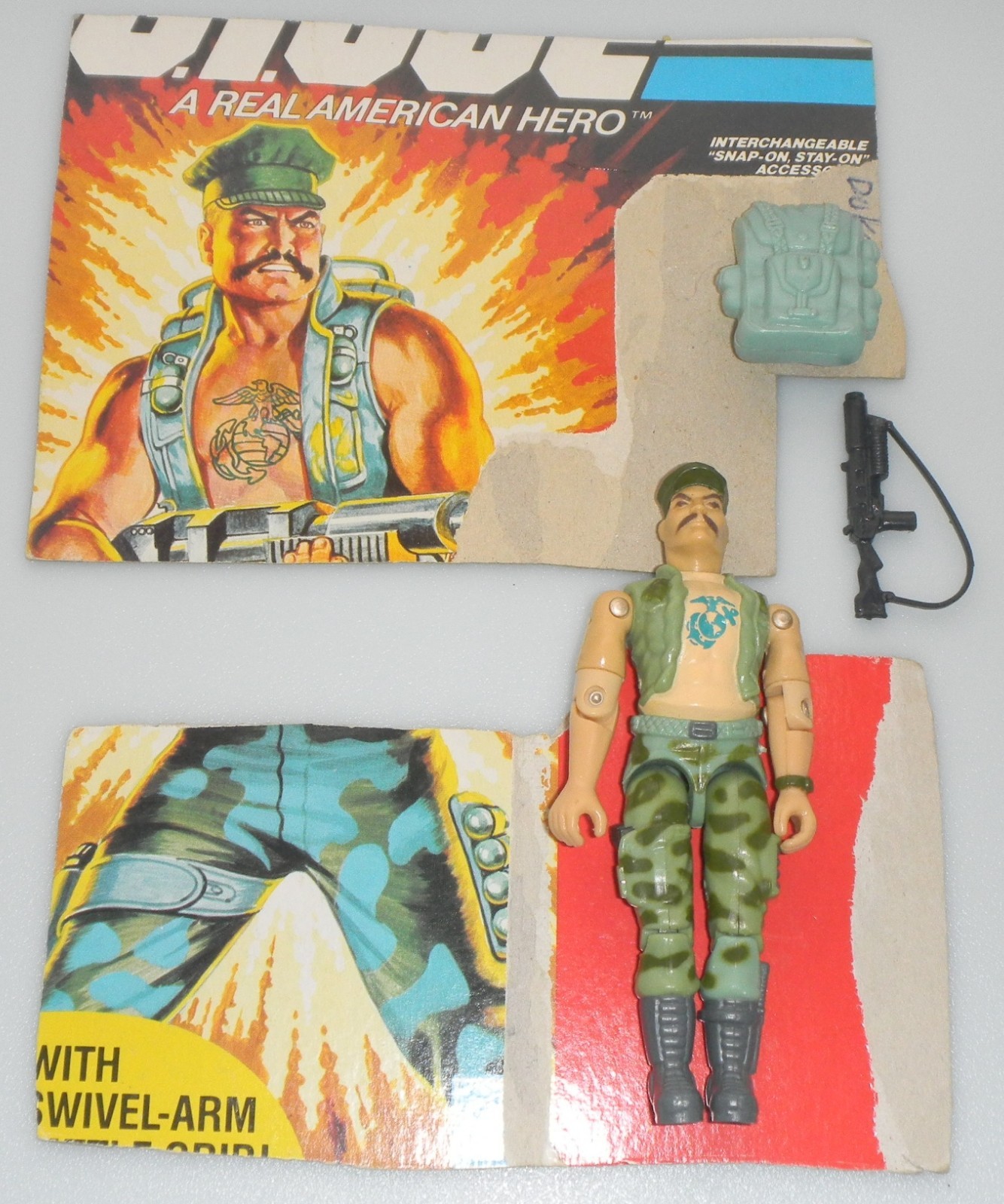 Vintage 1983 Gung Ho Marine File Card G.I. GI Joe 100% Complete Figure 3.75 ARAH