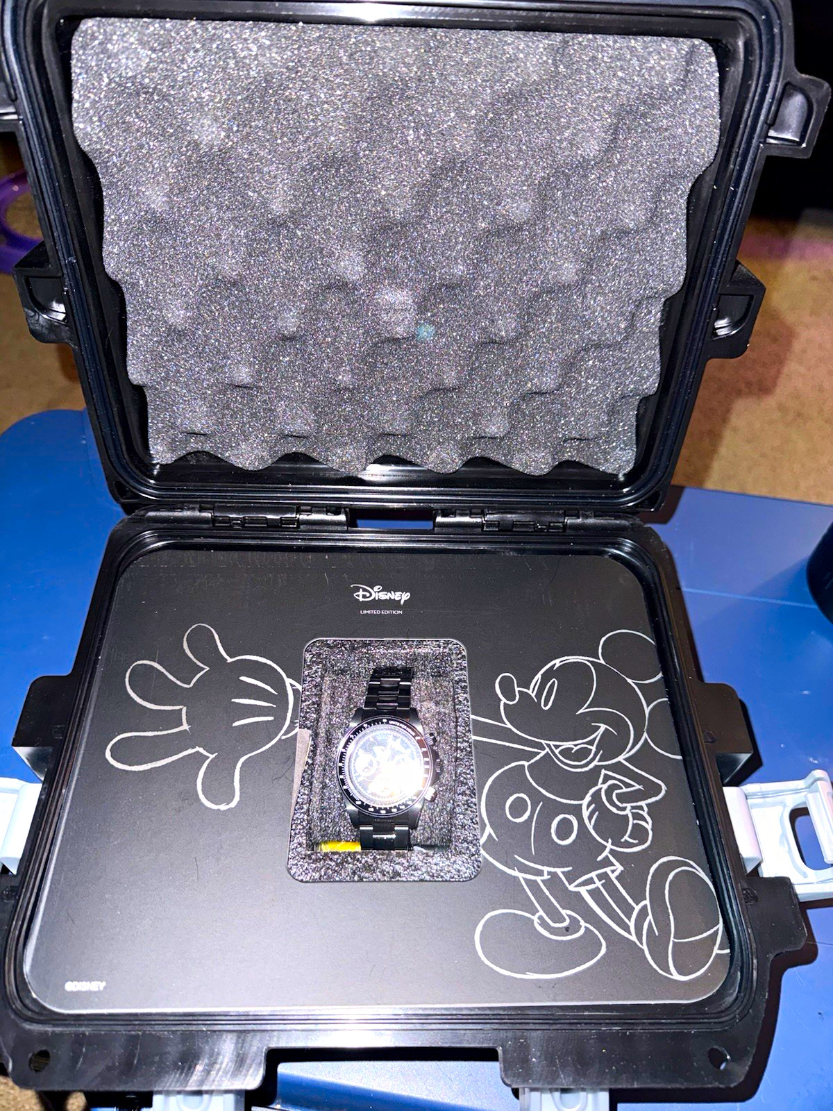 Invicta Disney Limited Edition Mickey Mouse Quartz Black SS Bracelet Watch Box