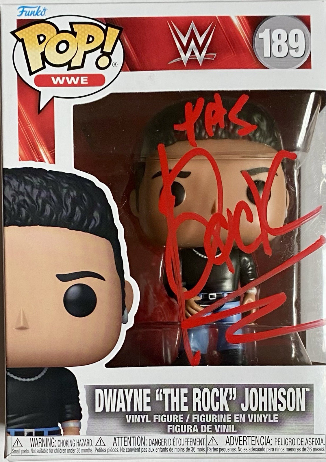 WWE DWAYNE THE ROCK JOHNSON AUTOGRAPHED SIGNED FUNKO POP #189