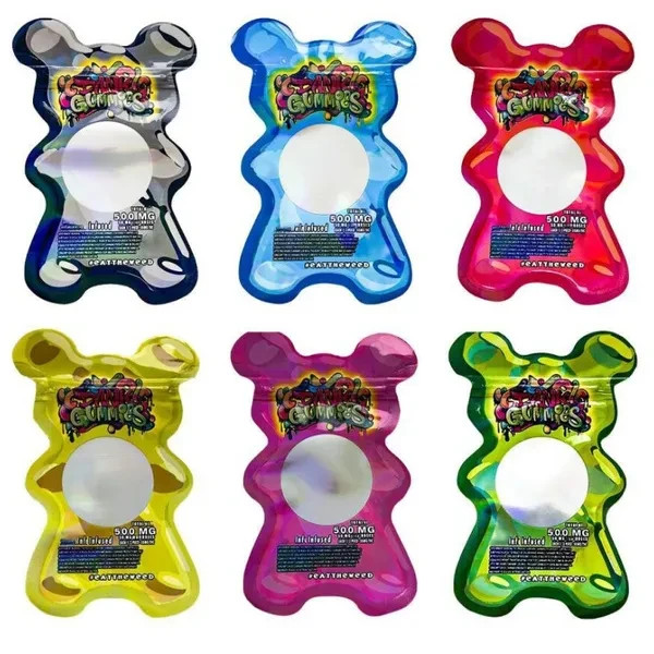 50/100pcs Empty Special shaped Bears Bags Gummies 500mg Mylar Packaging bags
