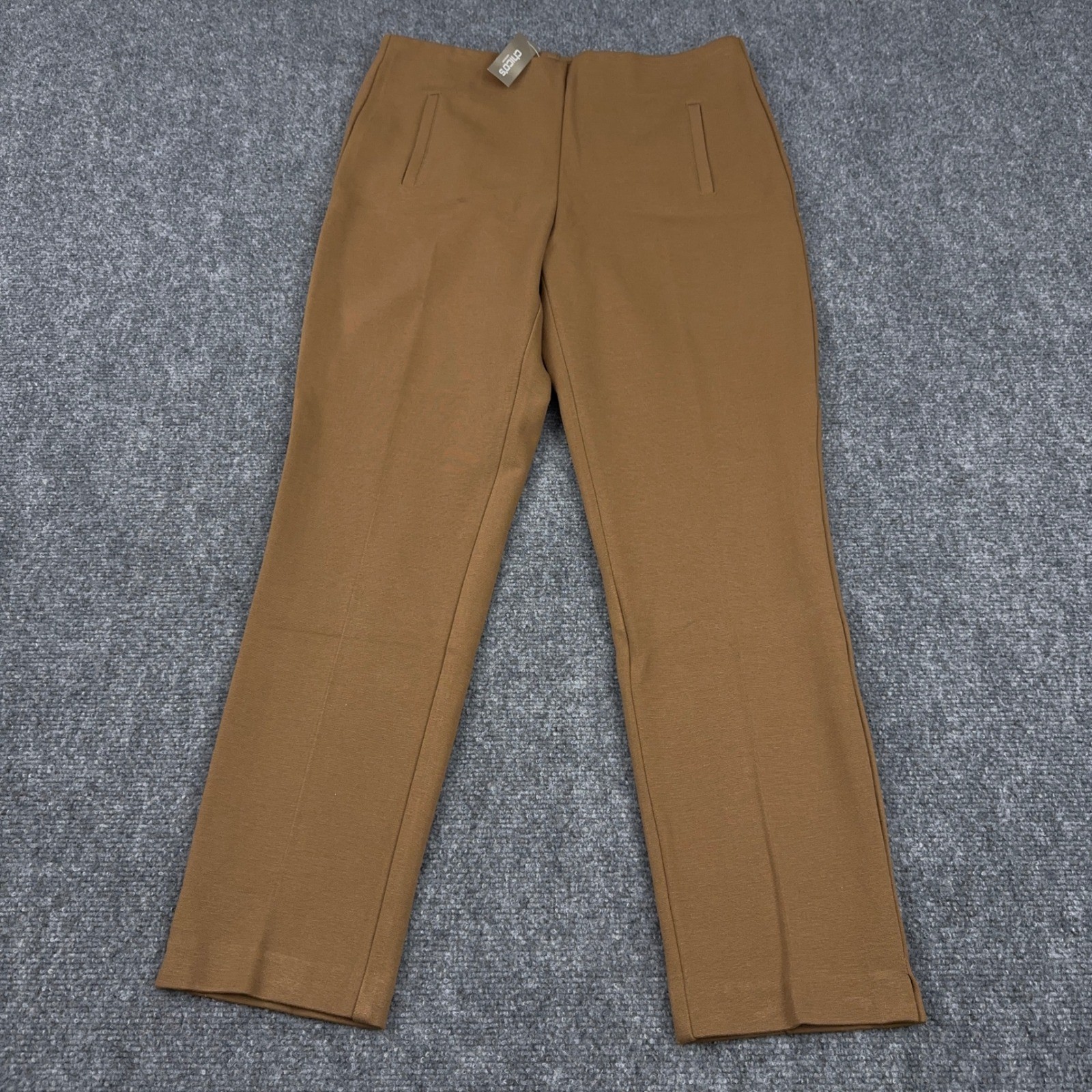 NEW Chico\'s The Juliet Ankle Pant Womens 1 (8) Brown Stretch Pull On Slim Leg