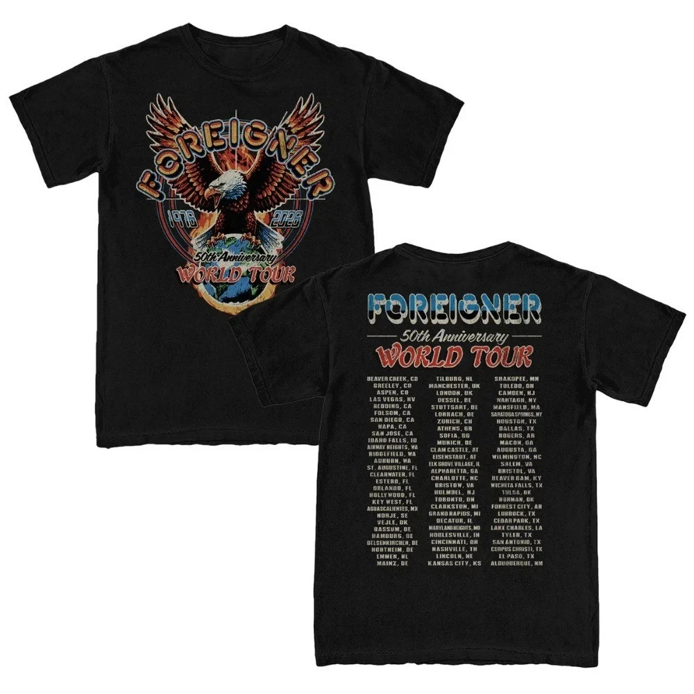 New Foreigner Band 50th Anniversary Eagle Tour Tee All Size