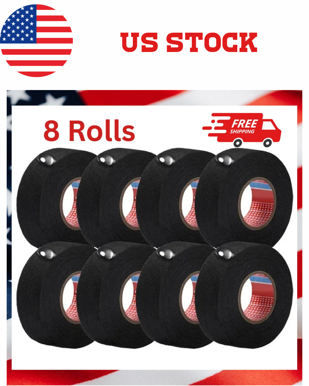 8 Rolls Cloth Tape Wire Electrical Wiring Harness Car Auto SUV truck 19mm*15m US 8 Rolls Cloth Tape Wire Electrical Wiring Harness Car Auto SUV truck 19mm*15m US