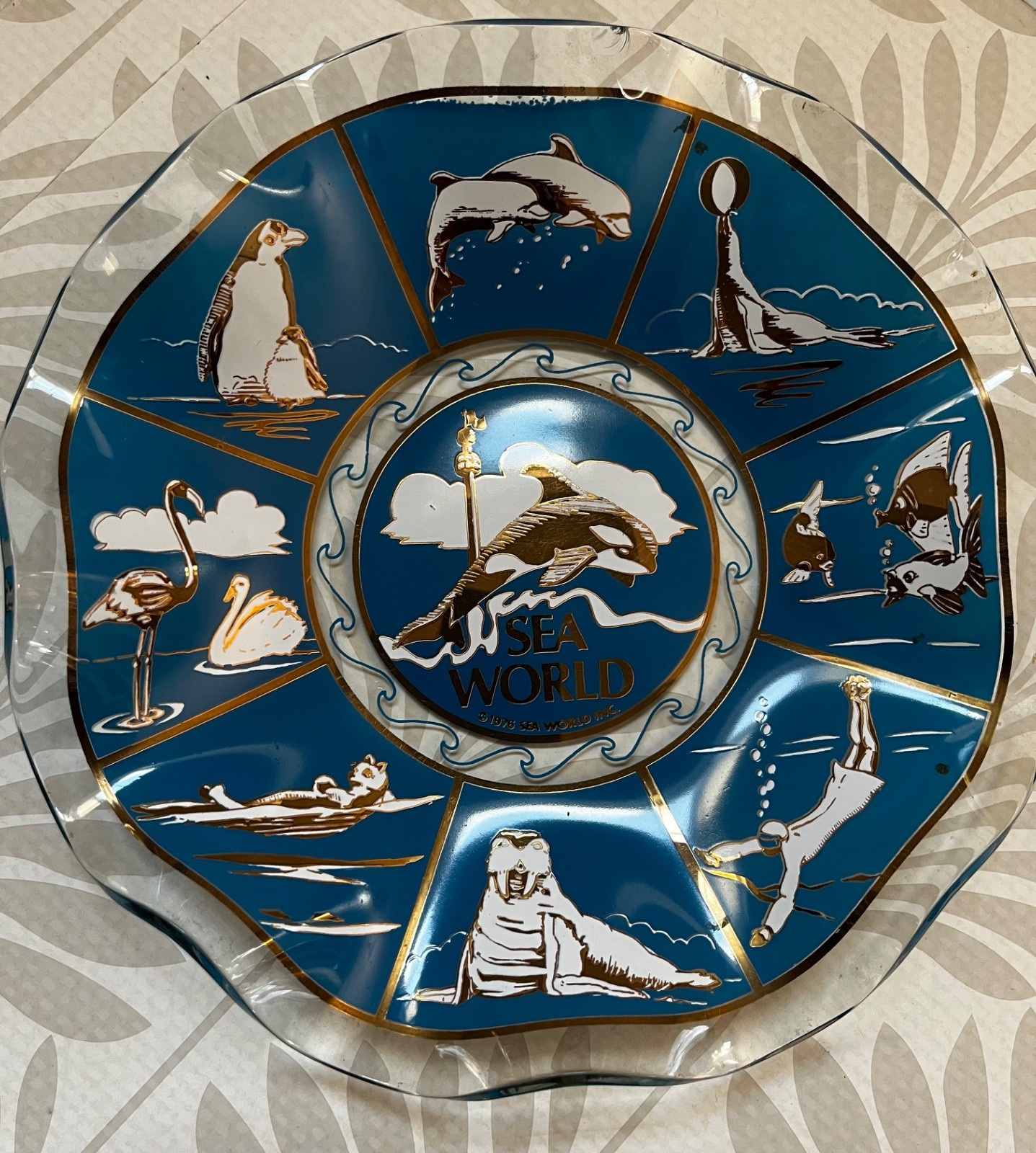 Vintage 1976 Sea World Souvenir Candy Dish Deep Blue Vintage 1976 Sea World Souvenir Candy Dish Deep Blue