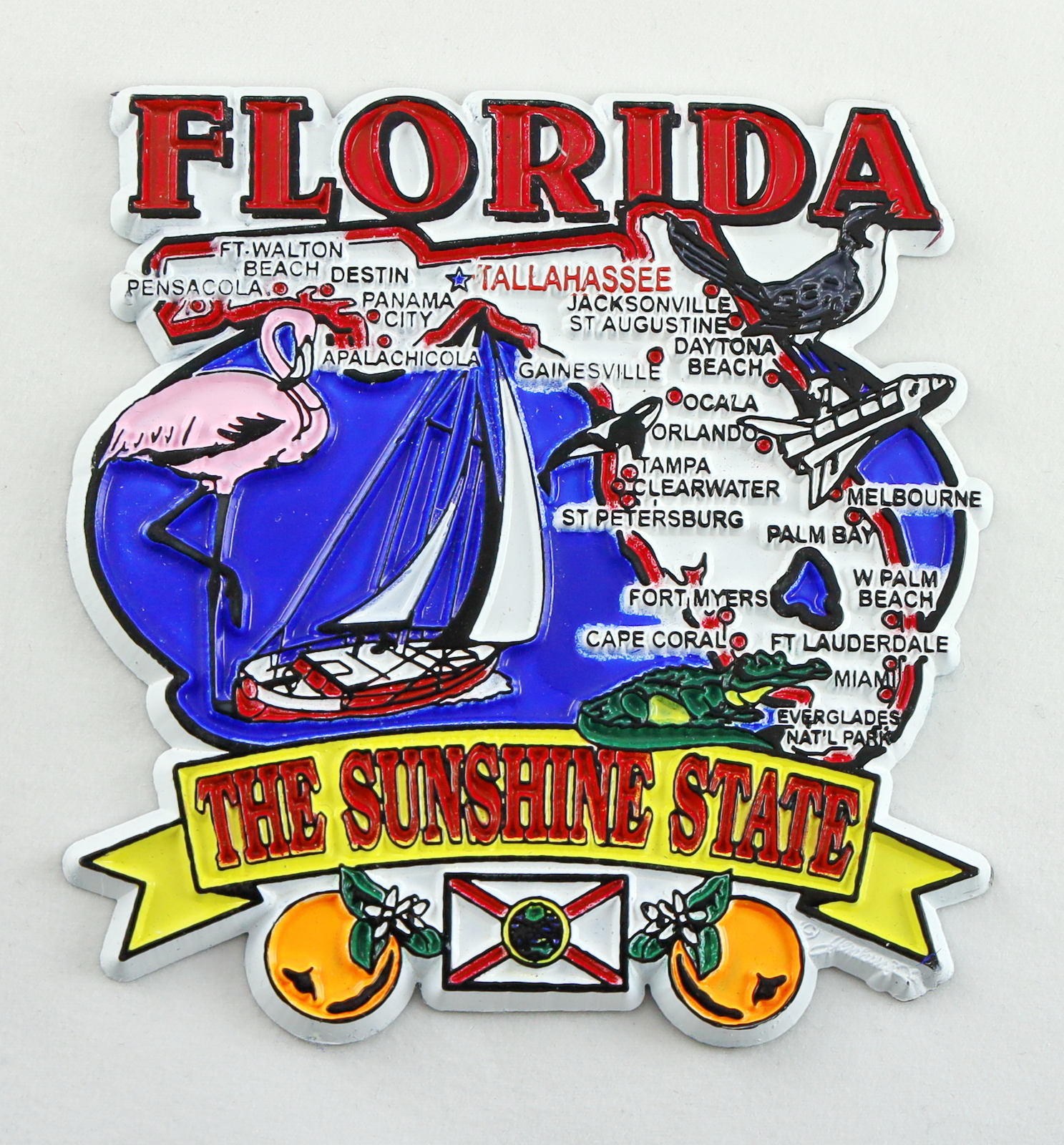FLORIDA STATE ELEMENTS MAP FRIDGE COLLECTIBLE SOUVENIR MAGNET