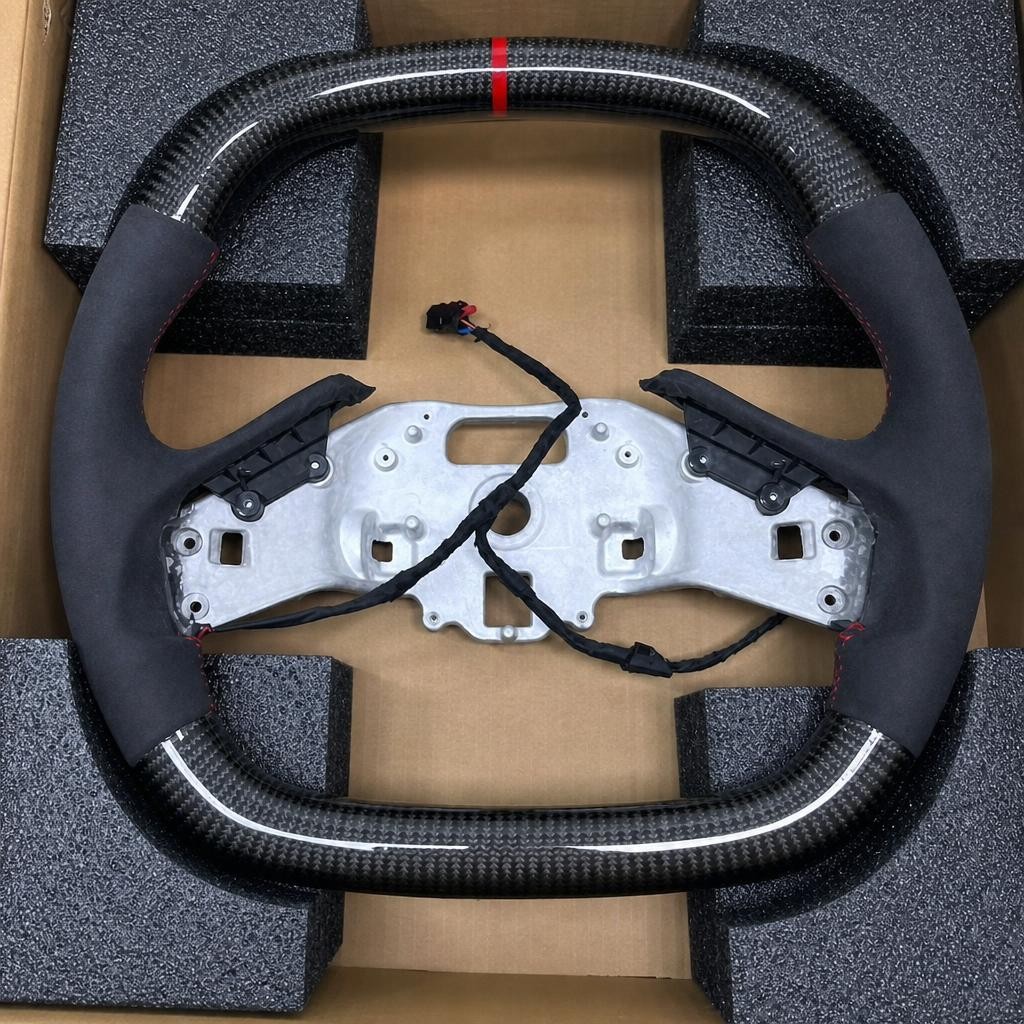 Heated Real Carbon Fiber Alcantara Steering Wheel For Corvette C8 2020-2025