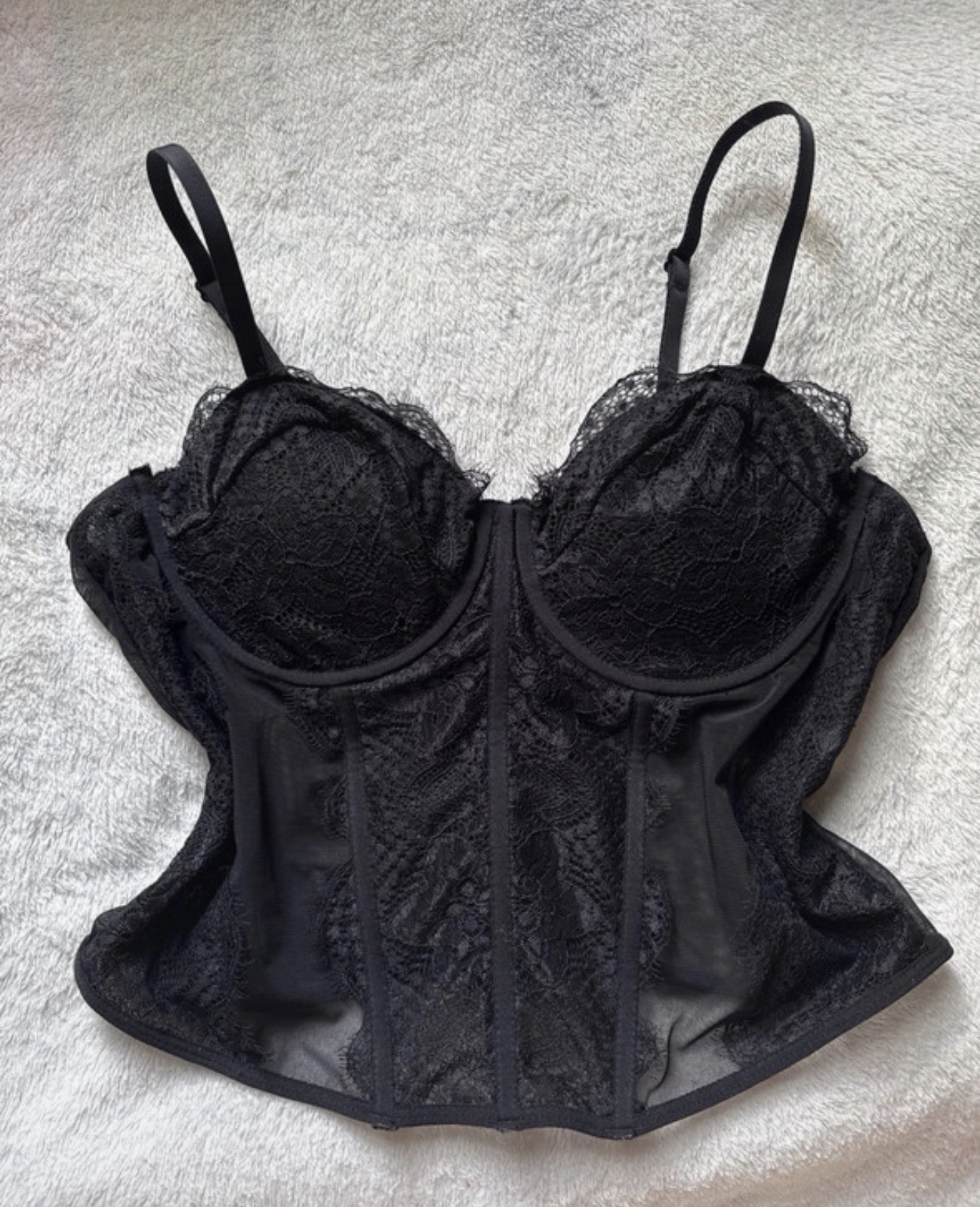 Rue21 Black Lace corset Bustier Top With Adjustable Straps Size L
