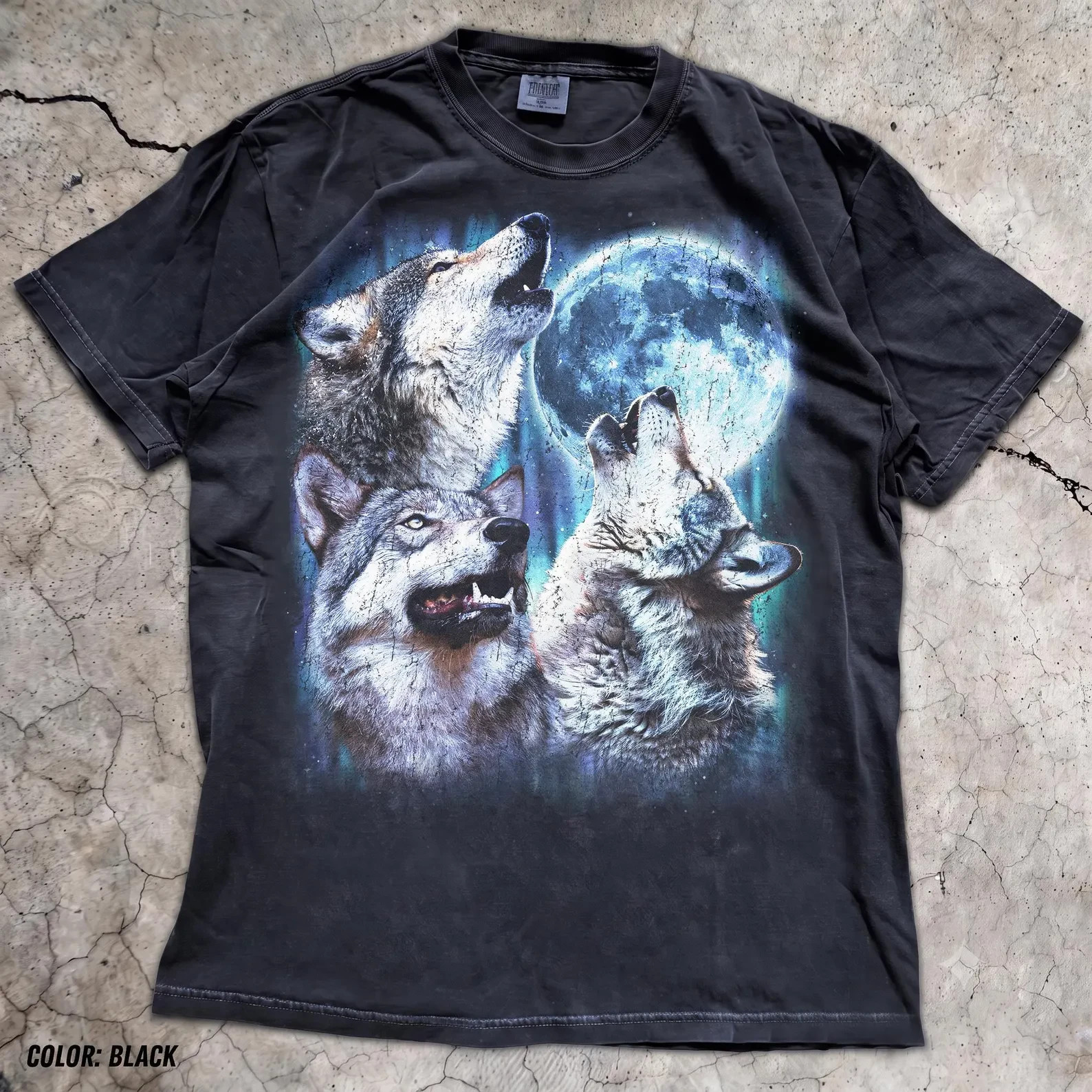 Three Wolves Howling Moon Graphic Tee Vintage Wildlife Animal Top Three Wolves Howling Moon Graphic Tee Vintage Wildlife Animal Top