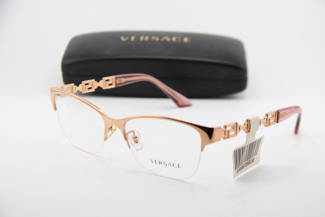 NEW VERSACE MOD. 1270 1412 GOLD PINK CLEAR AUTHENTIC EYEGLASSES 54-16