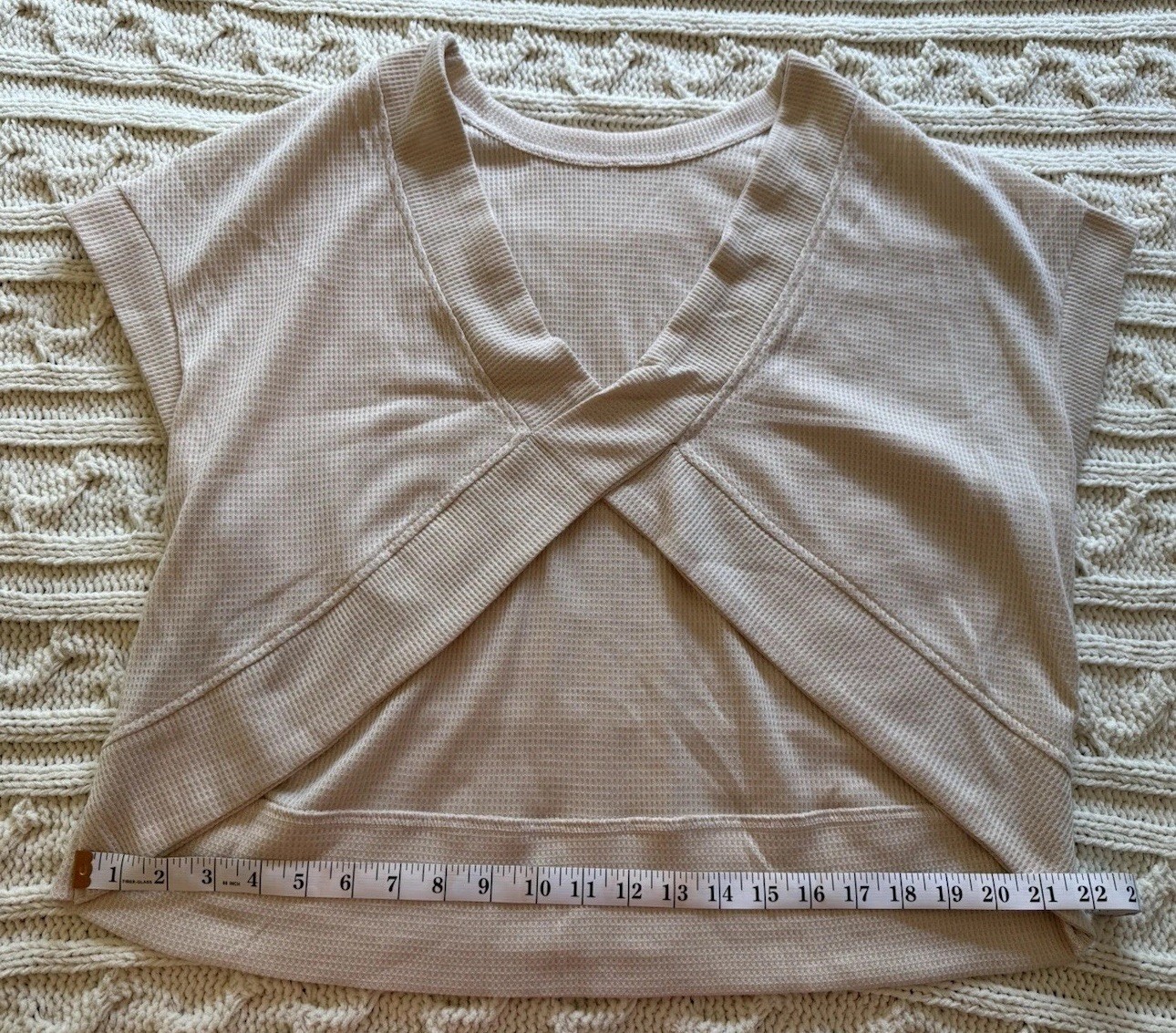 SHEIN Frenchy Women’s Cross Back Knit Tee Size M Beige