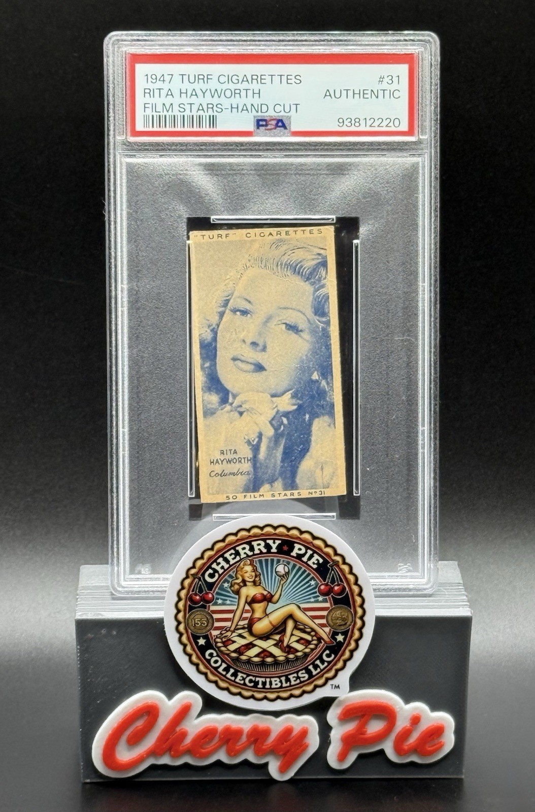 RARE 1947 Turf Cigarettes Film Stars #31 RITA HAYWORTH - Hand Cut PSA Authentic