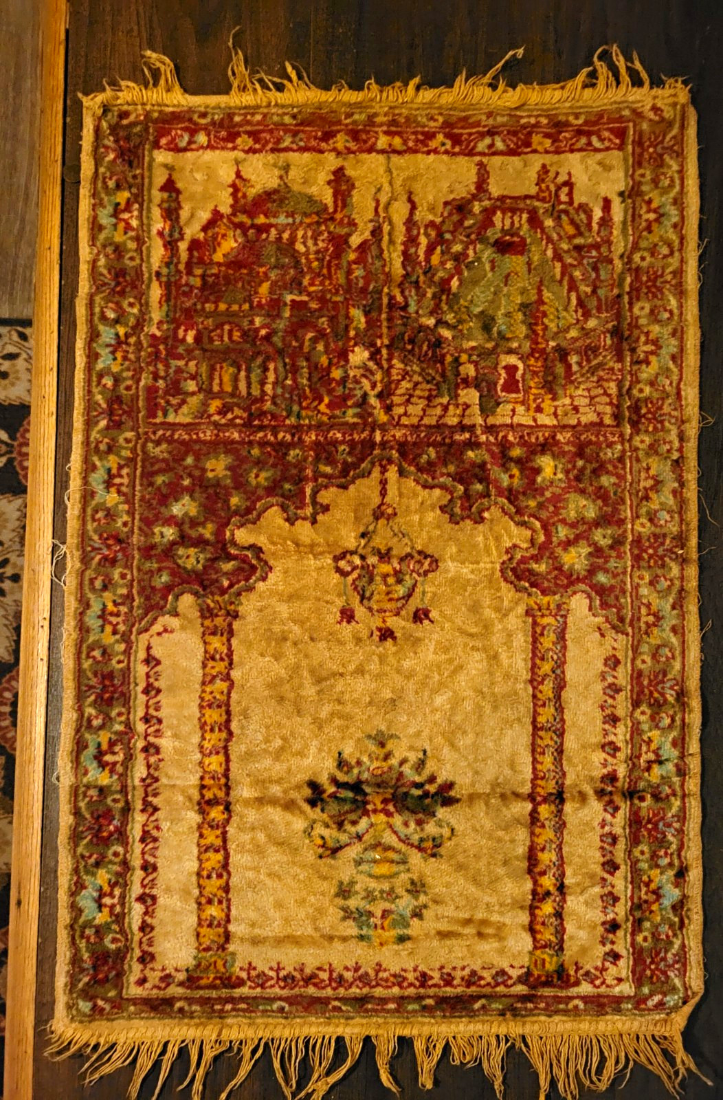 Antique 100% Silk Circa 1870 Prayer Rug Approx 34\ Antique 100% Silk Circa 1870 Prayer Rug Approx 34\