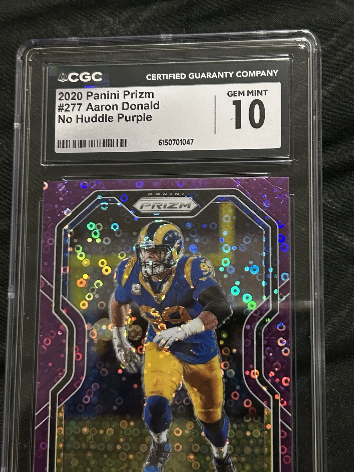 2020 Panini Prizm Aaron Donald No Huddle Purple Disco /35 CGC 10 GEM MINT #277