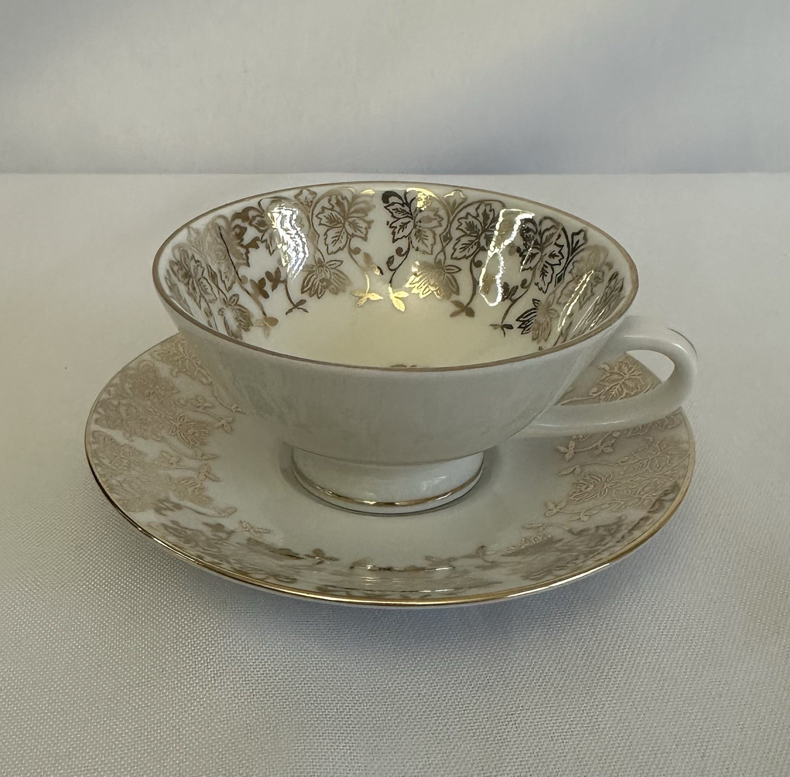 Vintage GKC Bavaria Gold Chintz Teacup and Saucer Set - Cream Filigree MINT Vintage GKC Bavaria Gold Chintz Teacup and Saucer Set - Cream Filigree MINT