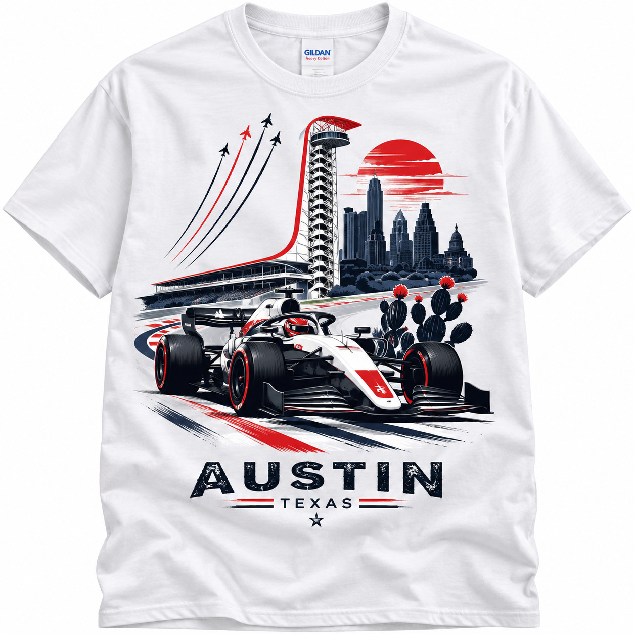 Austin Texas Racing T-Shirt Vintage Race Car Motorsport Graphic Tee S-5XL